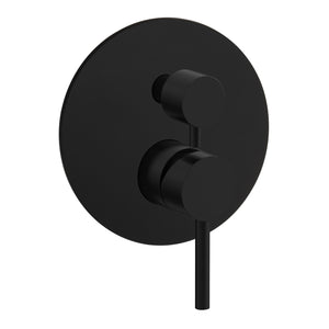Profile III Shower/ Bath Wall Mixer with Diverter on 180mm Round Plate, Chromium Matte Black