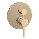 Profile III Shower/ Bath Wall Mixer with Diverter on 180mm Round Plate, PVD Brushed Brass Gold