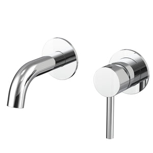 Profile III 110mm Basin/ Bath Wall Mixer Set with Round Plates, Polished Chrome