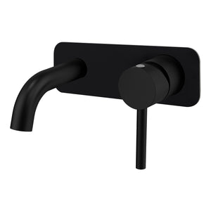 Profile III 110mm Basin/ Bath Wall Mixer Set with Rectangular Plate, Chromium Matte Black