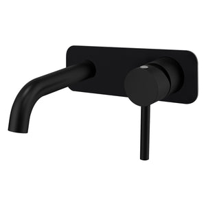 Profile III 150mm Basin/ Bath Wall Mixer Set with Rectangular Plate, Chromium Matte Black