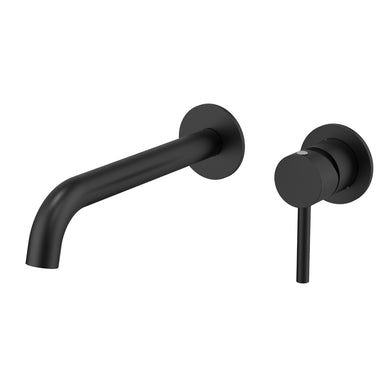 Profile III 220mm Basin/ Bath Wall Mixer Set with Round Plates, Chromium Matte Black