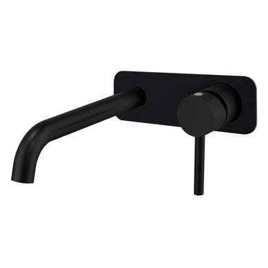 Profile III 220mm Basin/ Bath Wall Mixer Set with Rectangular Plate, Chromium Matte Black