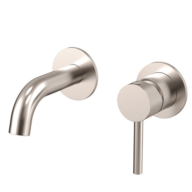 Profile III 110mm Basin/ Bath Wall Mixer Set with Round Plates, Brushed SS Nickel
