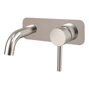 Profile III 110mm Basin/ Bath Wall Mixer Set with Rectangular Plate, Brushed SS Nickel