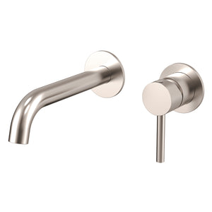 Profile III 180mm Basin/ Bath Wall Mixer Set with Round Plates, Brushed SS Nickel