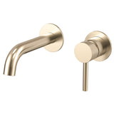 Profile III 150mm Basin/ Bath Wall Mixer Set with Round Plates, PVD Brushed Brass (Gold)