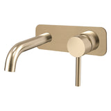 Profile III 150mm Basin/ Bath Wall Mixer Set with Rectangular Plate, PVD Brushed Brass Gold