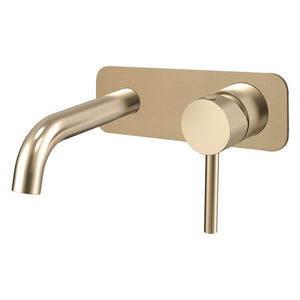 Profile III 150mm Basin/ Bath Wall Mixer Set with Rectangular Plate, PVD Brushed Brass Gold