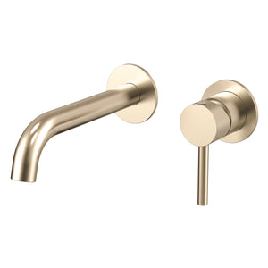 Profile III 180mm Basin/ Bath Wall Mixer Set with Round Plates, PVD Brushed Brass (Gold)