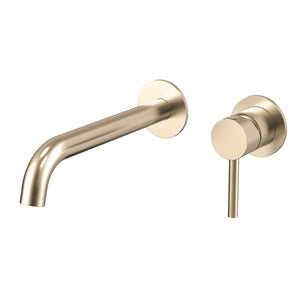Profile III 220mm Basin/ Bath Wall Mixer Set with Round Plates, PVD Brushed Brass (Gold)