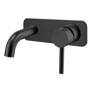 Profile III 110mm Basin/ Bath Wall Mixer Set with Rectangular Plate, PVD Brushed Gunmetal