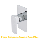 Kiki Shower/ Bath Wall Mixer with Square Plates, Polished Chrome