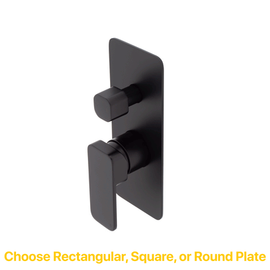 Kiki Shower/ Bath Wall Mixer with Diverter and Round Plates, Matte Black