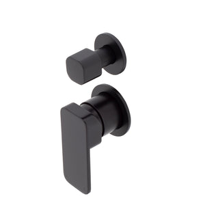 Kiki Shower/ Bath Wall Mixer with Diverter and Round Plates, Matte Black