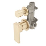 Kiki Shower/ Bath Wall Mixer with Diverter and Round Plates, Brushed Brass (Gold)