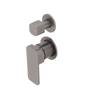 Kiki Shower/ Bath Wall Mixer with Diverter and Round Plates, Brushed Gunmetal