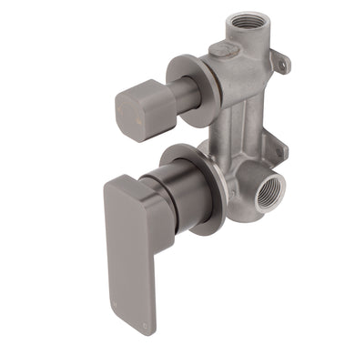 Kiki Shower/ Bath Wall Mixer with Diverter and Round Plates, Brushed Gunmetal