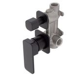 Kiki Shower/ Bath Wall Mixer with Diverter and Square Plates, Matte Black