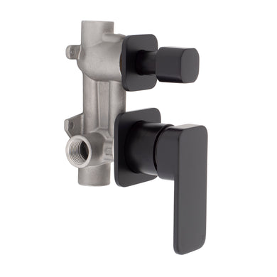 Kiki Shower/ Bath Wall Mixer with Diverter and Square Plates, Matte Black
