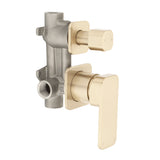 Kiki Shower/ Bath Wall Mixer with Diverter and Square Plates, Brushed Brass (Gold)