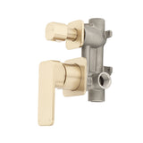 Kiki Shower/ Bath Wall Mixer with Diverter and Square Plates, Brushed Brass (Gold)