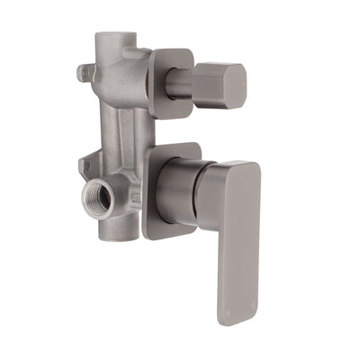 Kiki Shower/ Bath Wall Mixer with Diverter and Square Plates, Brushed Gunmetal