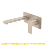 Kiki Wall Mounted Basin/ Bath Mixer with Spout and Round Plates, Brushed Nickel