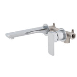 Kiki Wall Mounted Basin/ Bath Mixer with Spout and Round Plates, Polished Chrome