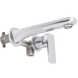 Kiki Wall Mounted Basin/ Bath Mixer with Spout and Round Plates, Polished Chrome