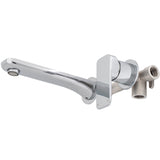 Kiki Wall Mounted Basin/ Bath Mixer with Spout and Round Plates, Polished Chrome