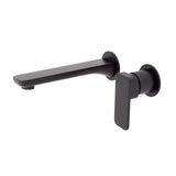 Kiki Wall Mounted Basin/ Bath Mixer with Spout and Round Plates, Matte Black