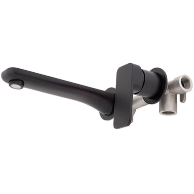 Kiki Wall Mounted Basin/ Bath Mixer with Spout and Round Plates, Matte Black