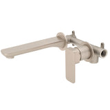 Kiki Wall Mounted Basin/ Bath Mixer with Spout and Round Plates, Brushed Nickel