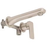 Kiki Wall Mounted Basin/ Bath Mixer with Spout and Round Plates, Brushed Nickel