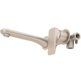 Kiki Wall Mounted Basin/ Bath Mixer with Spout and Round Plates, Brushed Nickel