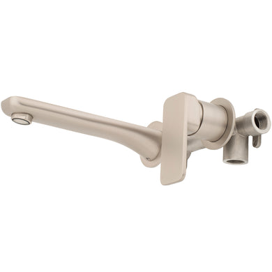 Kiki Wall Mounted Basin/ Bath Mixer with Spout and Round Plates, Brushed Nickel