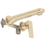 Kiki Wall Mounted Basin/ Bath Mixer with Spout and Round Plates, Brushed Brass (Gold)