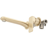 Kiki Wall Mounted Basin/ Bath Mixer with Spout and Round Plates, Brushed Brass (Gold)