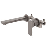 Kiki Wall Mounted Basin/ Bath Mixer with Spout and Round Plates, Brushed Gunmetal