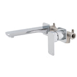 Kiki Wall Mounted Basin/ Bath Mixer with Spout and Square Plates, Polished Chrome