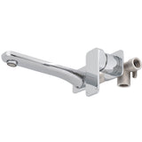 Kiki Wall Mounted Basin/ Bath Mixer with Spout and Square Plates, Polished Chrome
