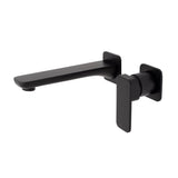 Kiki Wall Mounted Basin/ Bath Mixer with Spout and Square Plates, Matte Black
