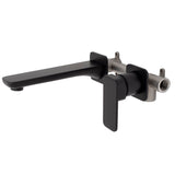 Kiki Wall Mounted Basin/ Bath Mixer with Spout and Square Plates, Matte Black