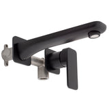 Kiki Wall Mounted Basin/ Bath Mixer with Spout and Square Plates, Matte Black