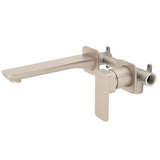 Kiki Wall Mounted Basin/ Bath Mixer with Spout and Square Plates, Brushed Nickel