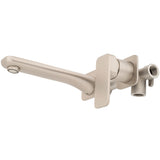 Kiki Wall Mounted Basin/ Bath Mixer with Spout and Square Plates, Brushed Nickel