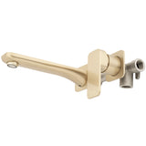 Kiki Wall Mounted Basin/ Bath Mixer with Spout and Square Plates, Brushed Brass (Gold)