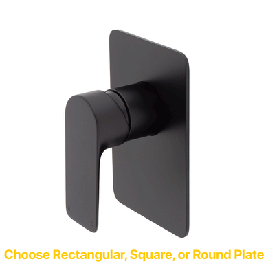 Jena Shower/ Bath Wall Mixer with Square Plates, Matte Black