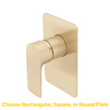 Jena Shower/ Bath Wall Mixer with Square Plates, Brushed Brass (Gold)